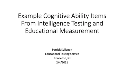 Sample Intelligence and Education Items